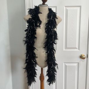 feather boa black silver Halloween Mardi Gras great Gatsby party theater cosplay